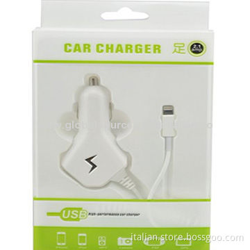 2.1A Lightning Car Charger for iPhone with 8-pin USB Cable